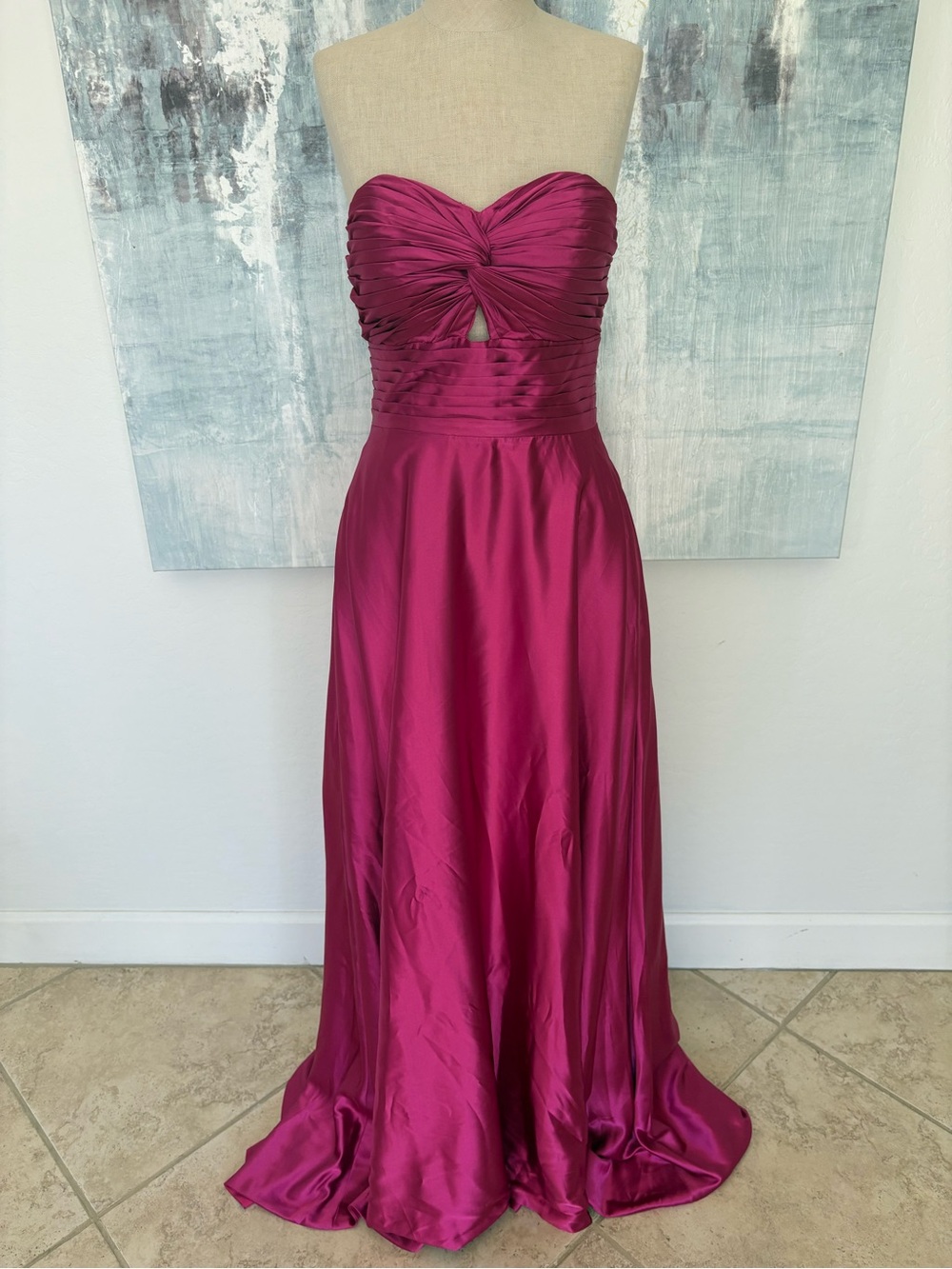 Satin Strapless Keyhole Dress